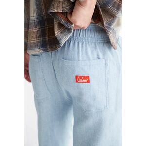 Cookman Chef Pants Milk Tweed Herringbone Sky Drawstring Elastic Waist NOWT